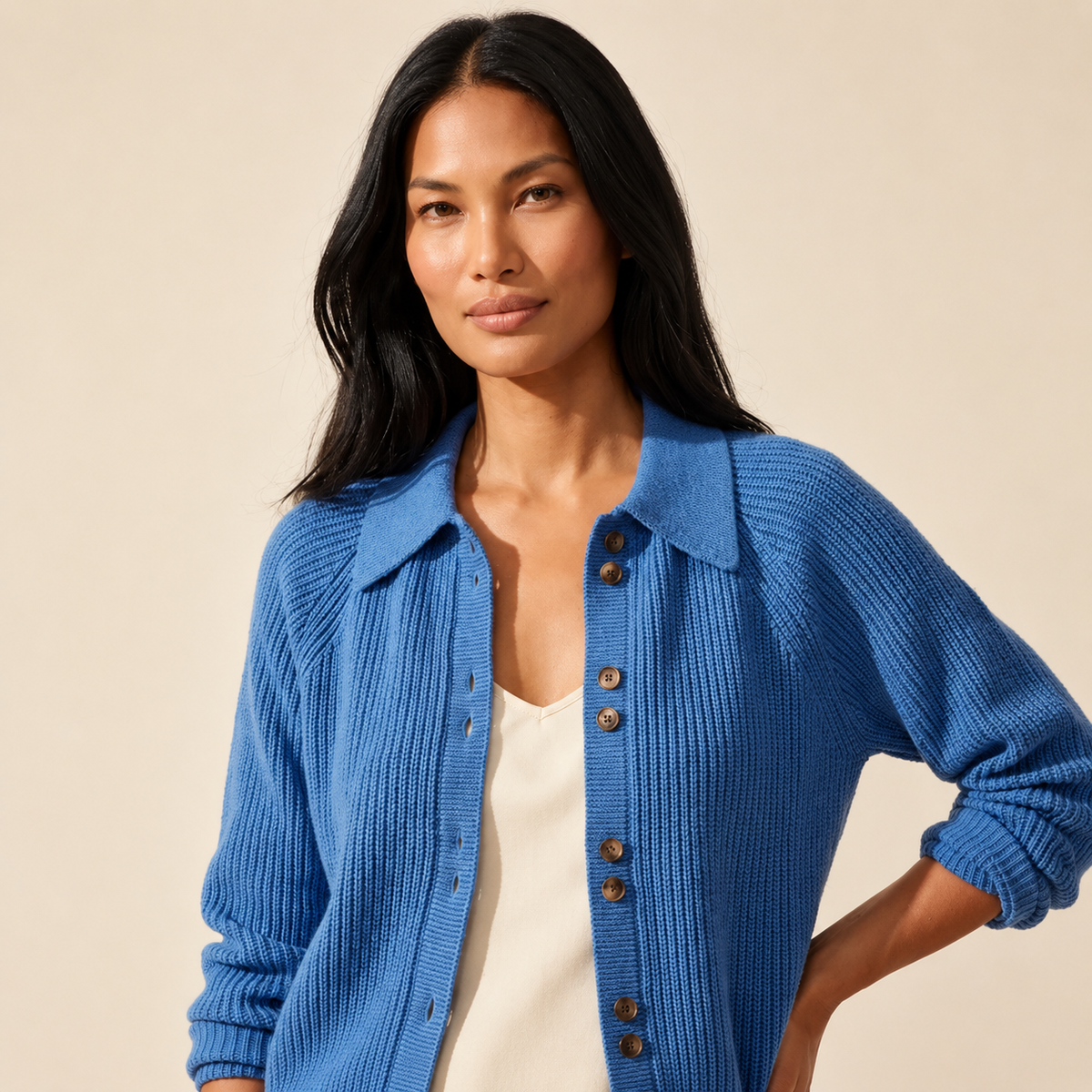 Women's Collared Knit Cardigan | Cozy & Stylish Outerwear — Southeast Asian