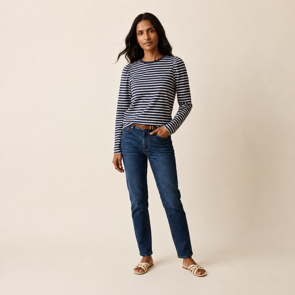 Women's Dream Jersey Puff Sleeve Tee - Lightweight Style — Main Model