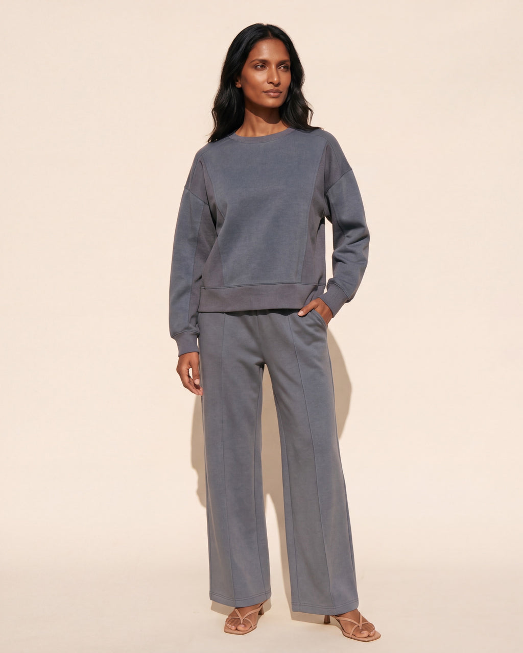 Soft Scuba Crew Neck Sweatshirt - Graphite | Everyday Comfort — Main Model