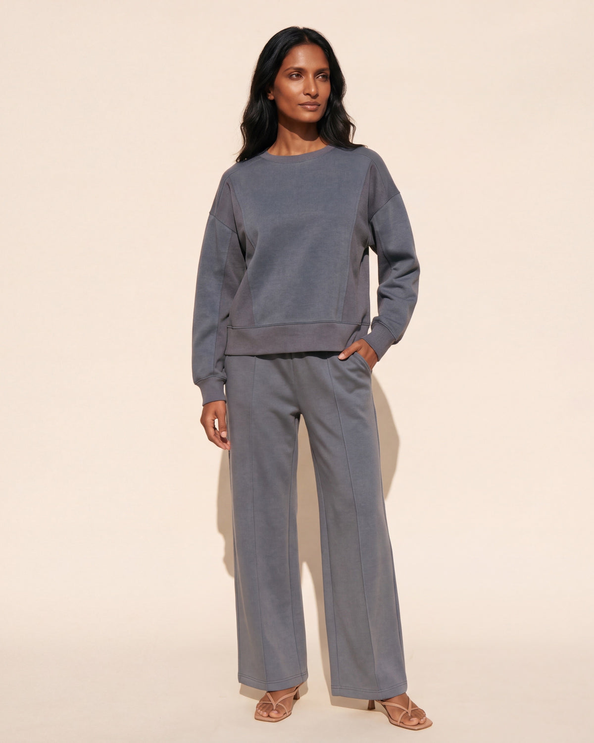 Soft Scuba Crew Neck Sweatshirt - Graphite | Everyday Comfort — Main Model