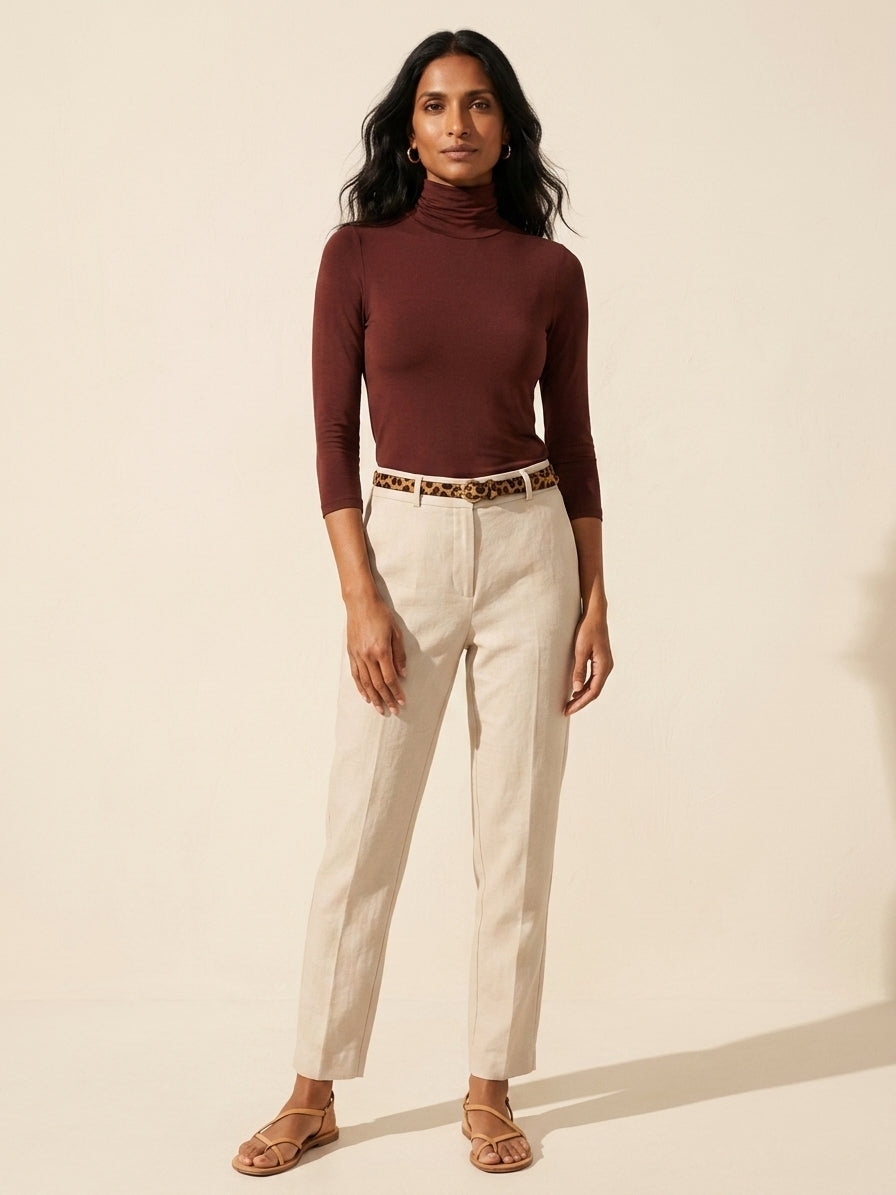 Women's Hickory Solid Turtleneck Top | Classic & Chic — Main Model