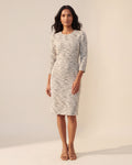 Black Off-White Boucle Dress | Women's Classic Textured Dress — Main Model
