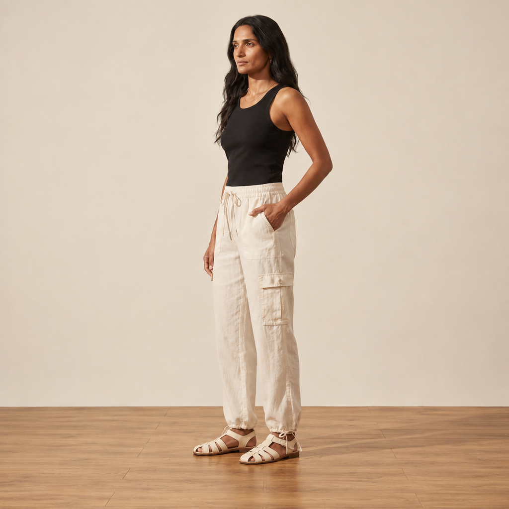 Women's Linen Cargo Pants - Relaxed Fit & Breathable — Main Model