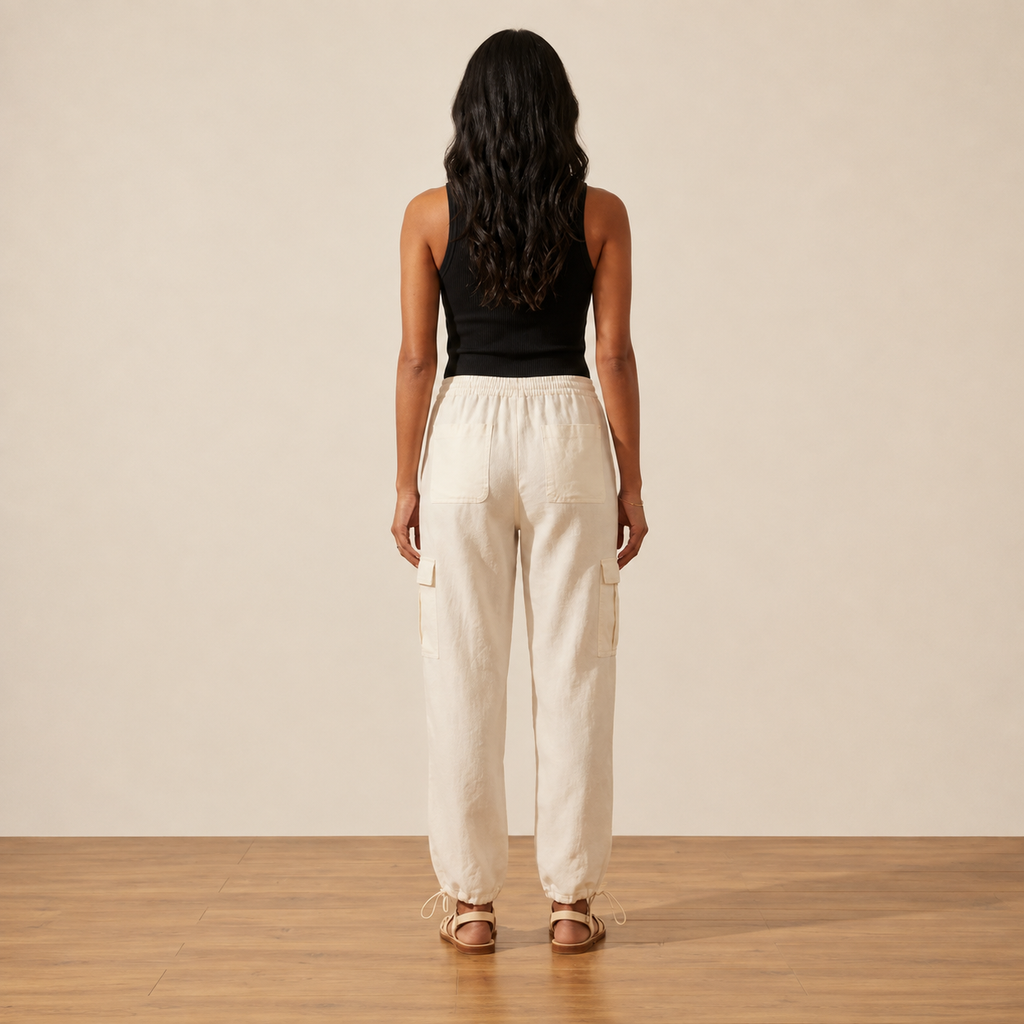 Women's Linen Cargo Pants - Relaxed Fit & Breathable — Main Model