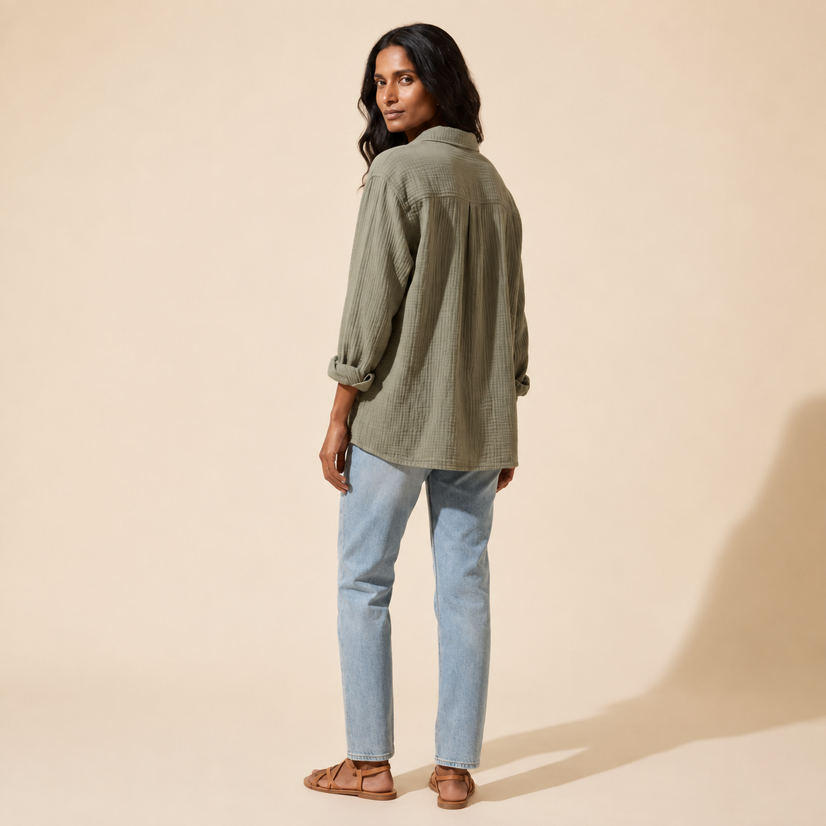 Women's Relaxed Double Cloth Shirt - Soft & Stylish Comfort — Main Model