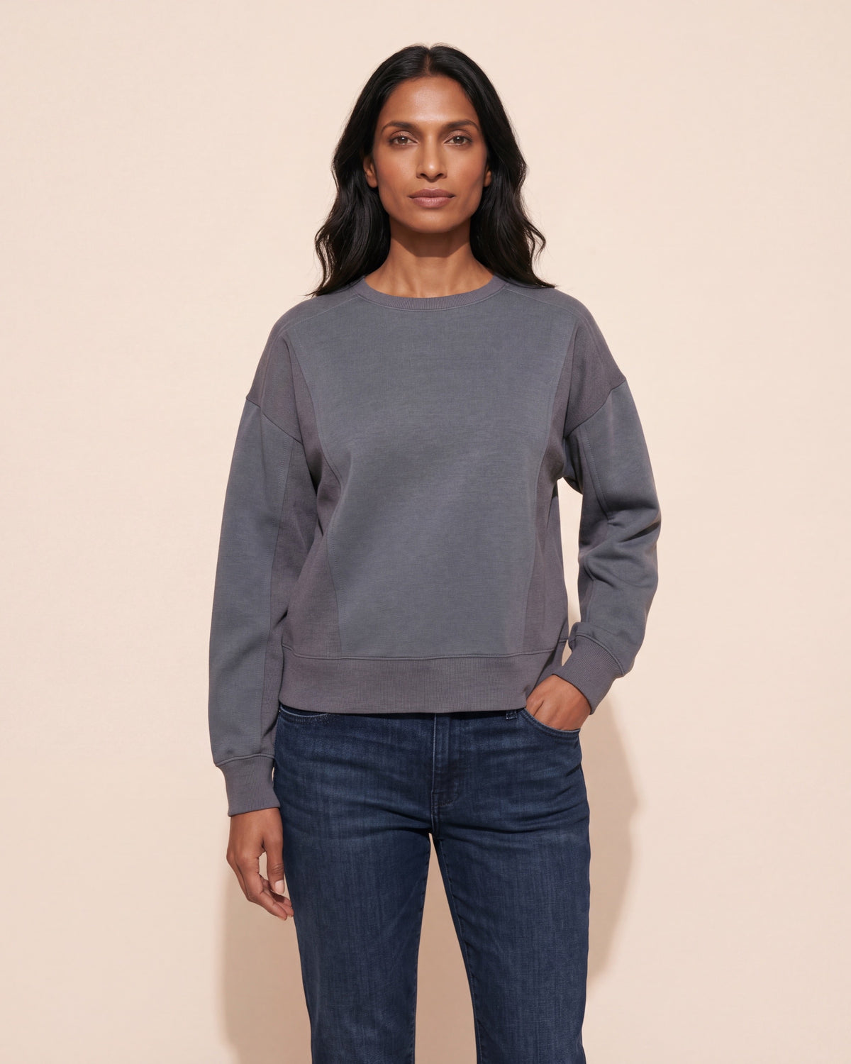 Soft Scuba Crew Neck Sweatshirt - Graphite | Everyday Comfort — Main Model