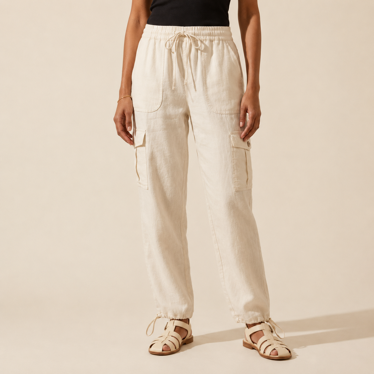 Women's Linen Cargo Pants - Relaxed Fit & Breathable — Main Model