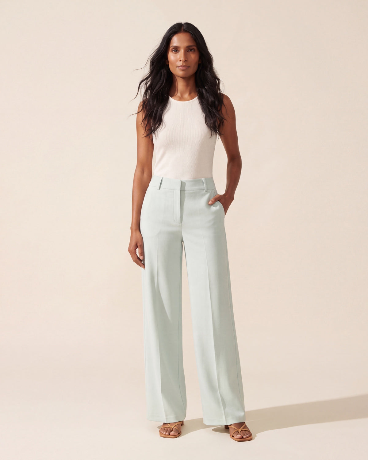 Women's Stretchy Mid-Rise Wide Leg Trousers | Versatile Pants — Ambrosia