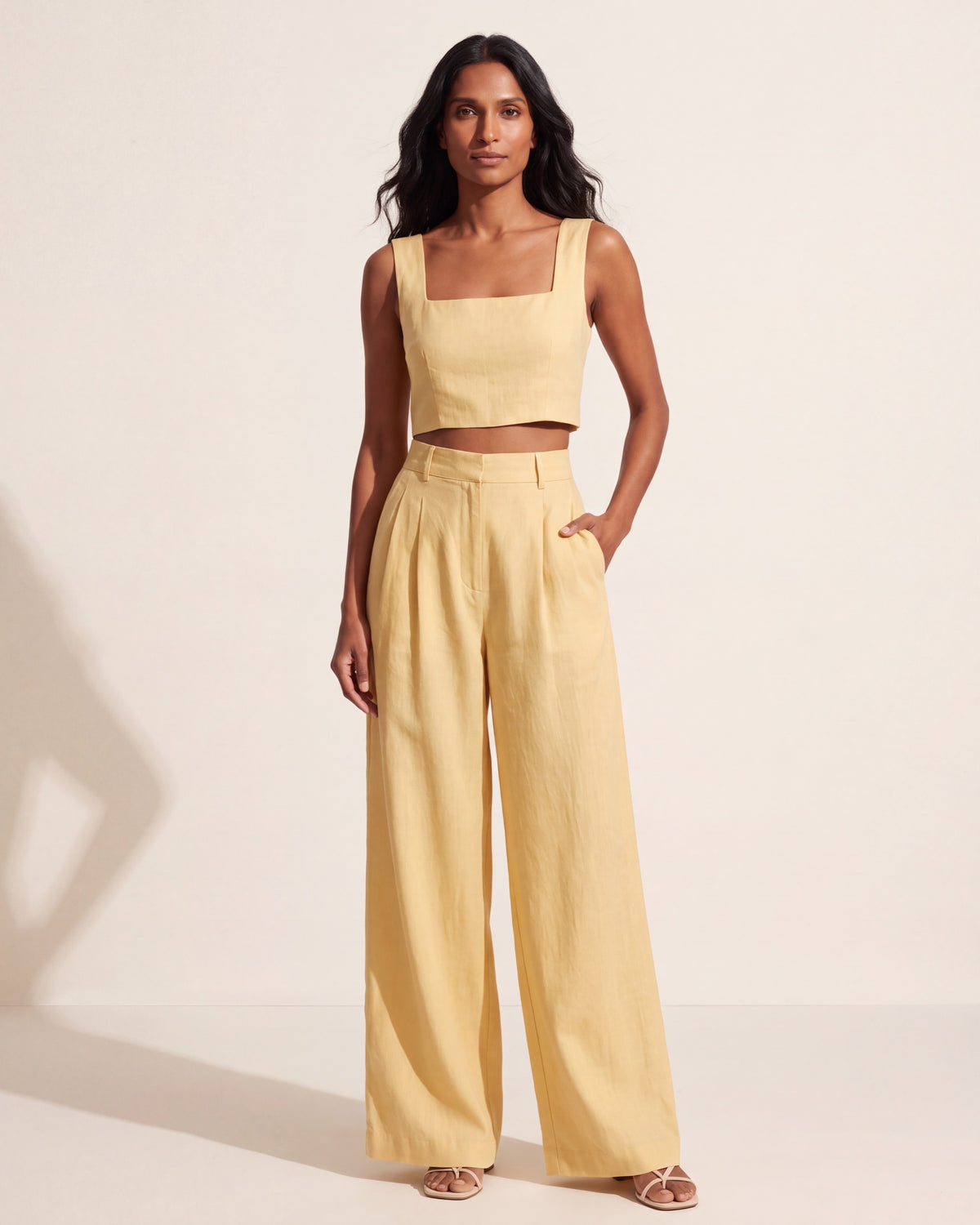 Women's Peachy Palazzo Pants Set - Wide Leg Two-Piece Outfit — Black