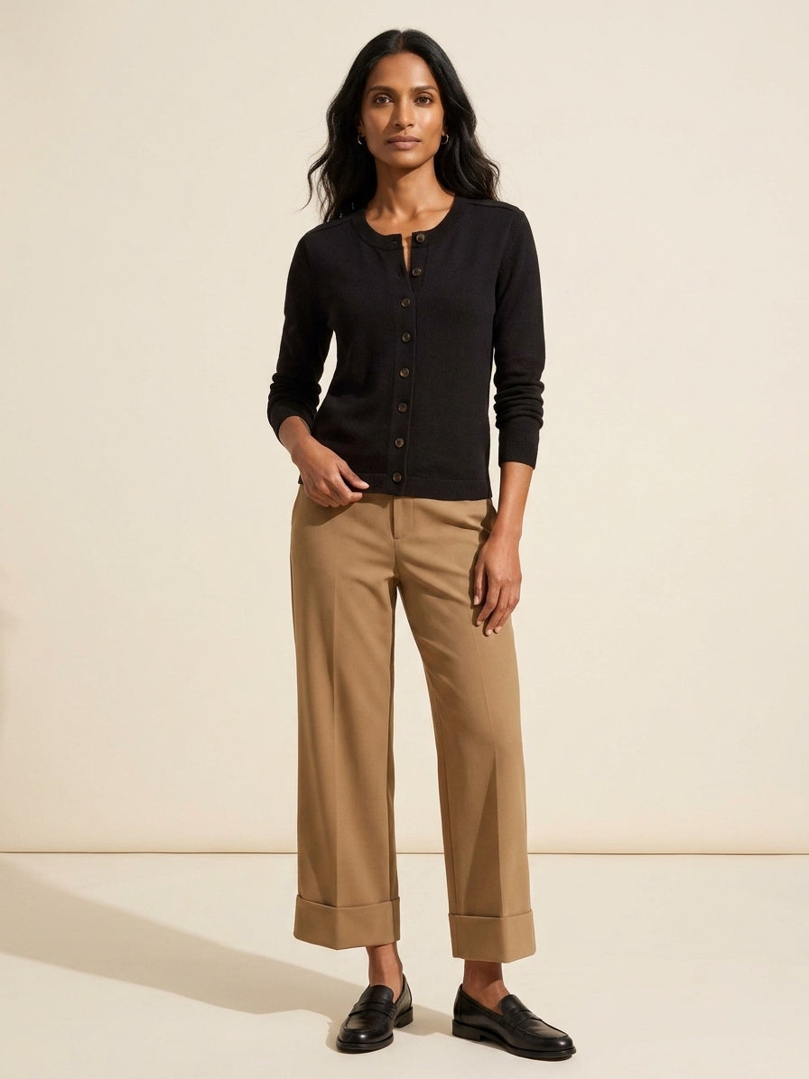 Women's Pure Cotton Button Up Cardigan - Soft & Versatile — Black Onyx