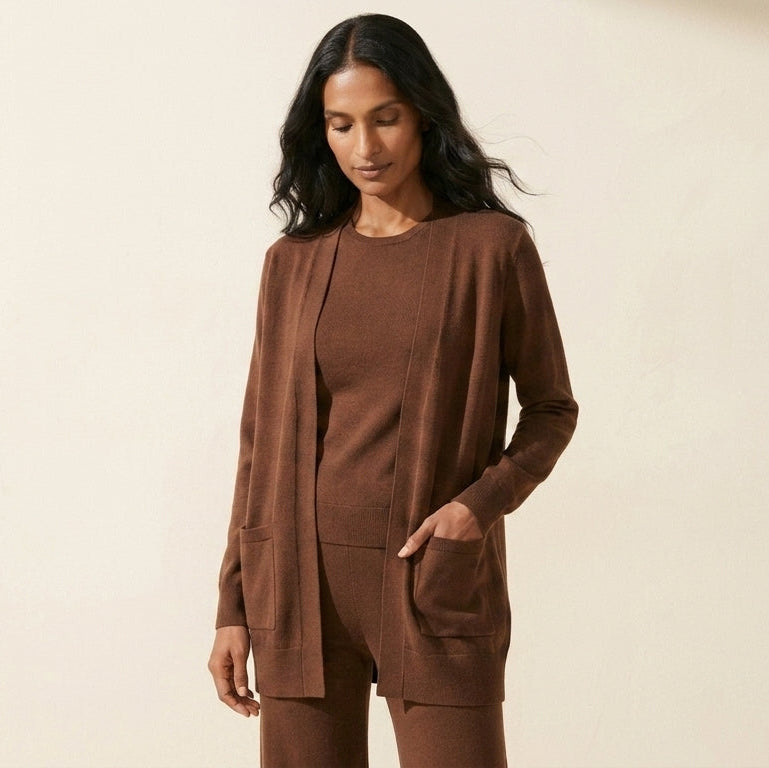 Women's 3-Piece Pant Set: Vest, Top & Wide-Leg Pants — Brown