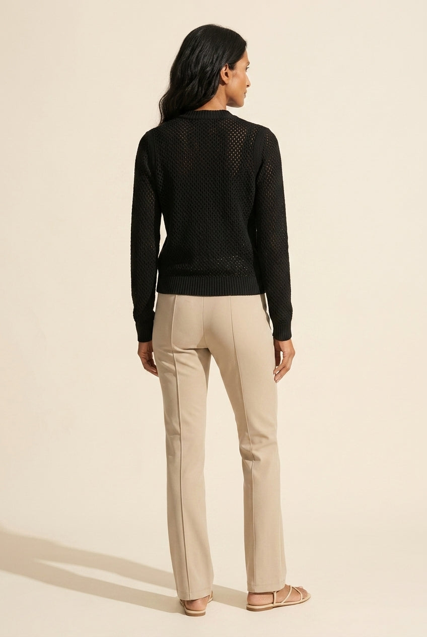 Women's Zip Front Mesh Cardigan | Lightweight Summer Layer — Classic Cream