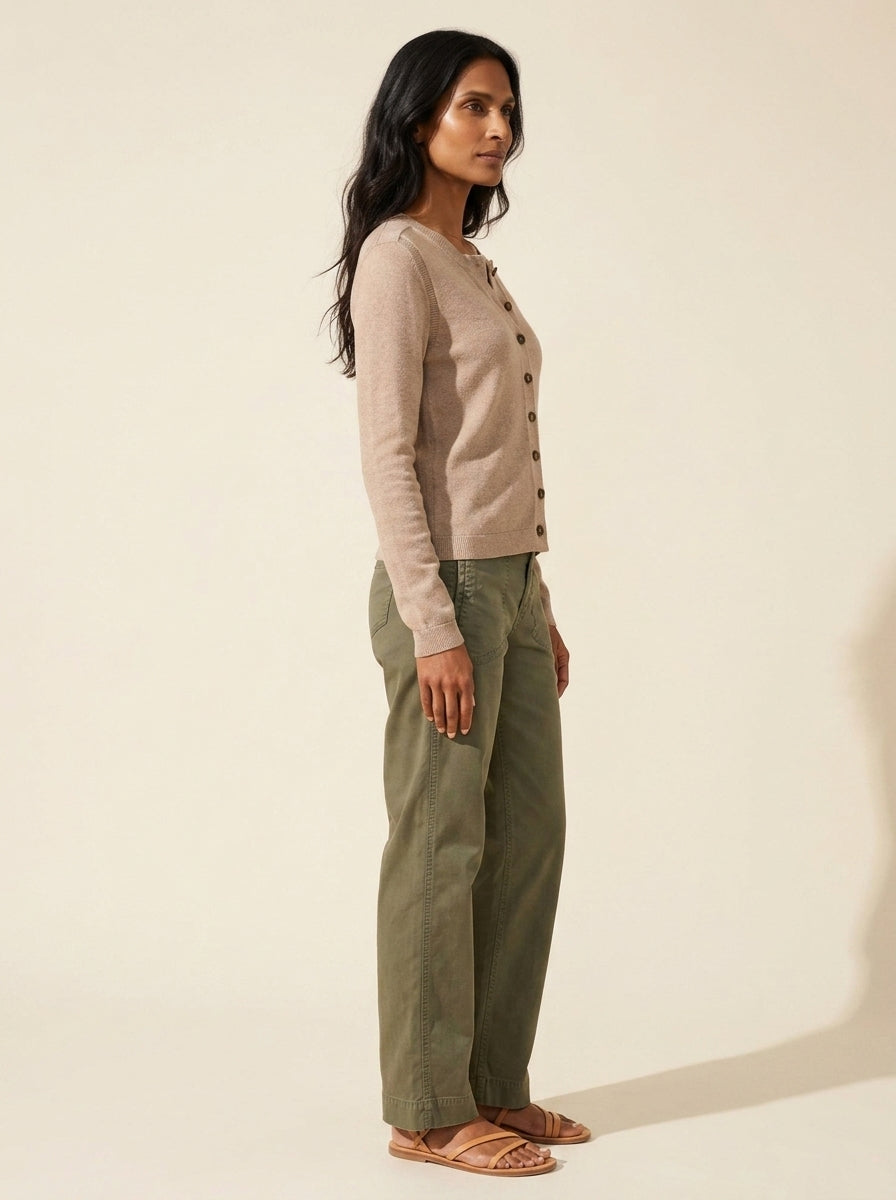 Women's Pure Cotton Button Up Cardigan - Soft & Versatile — Malt