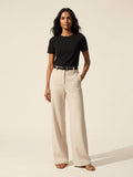 Women's Stretchy Mid-Rise Wide Leg Trousers | Versatile Pants — Morning Mist