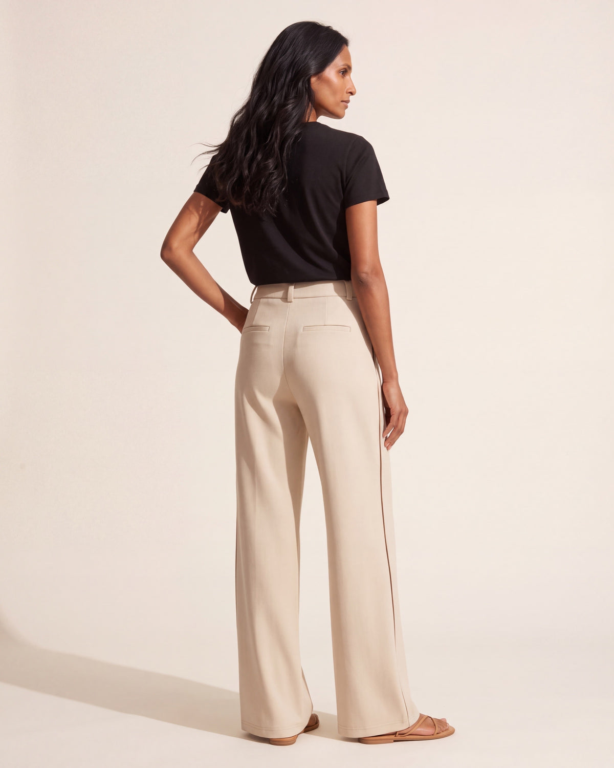 Women's Stretchy Mid-Rise Wide Leg Trousers | Versatile Pants — Morning Mist