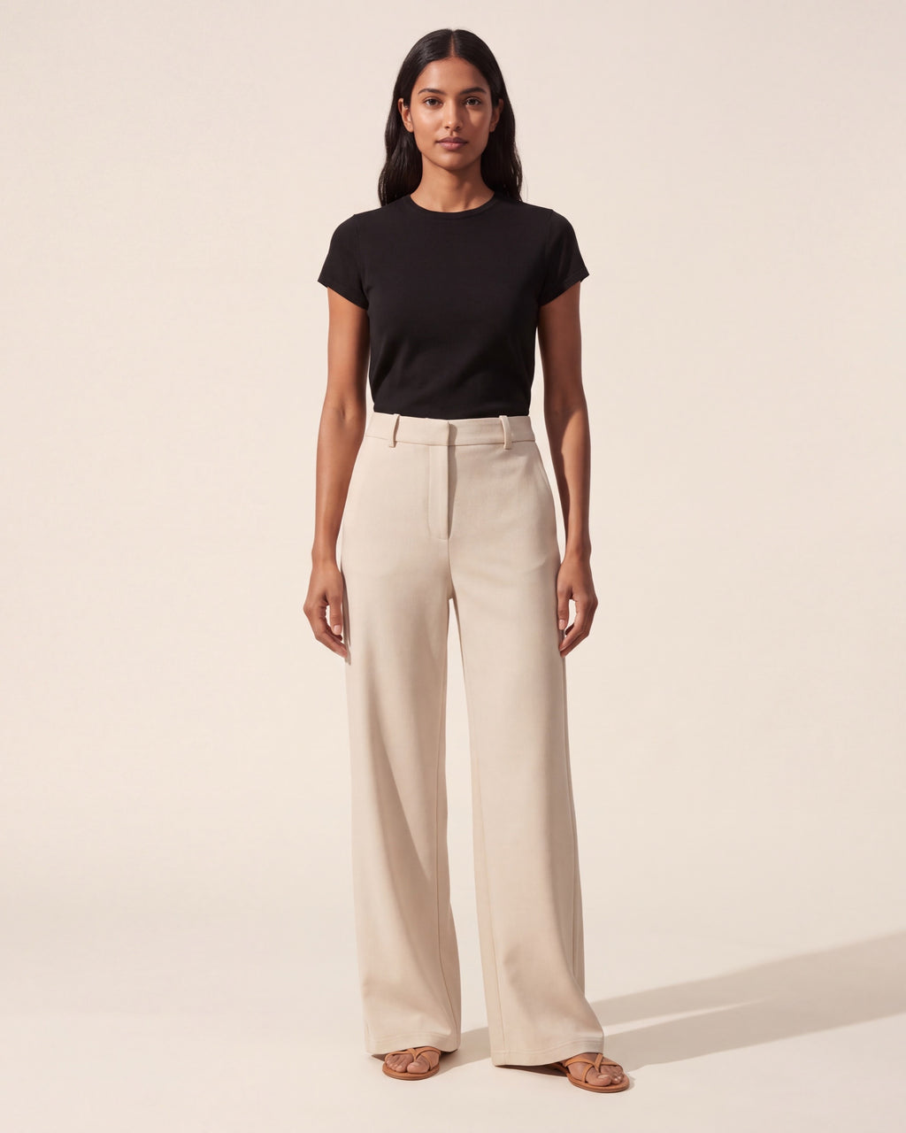 Women's Stretchy Mid-Rise Wide Leg Trousers | Versatile Pants — Morning Mist