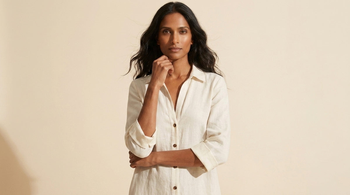 Women's Cotton Long Shirt Dress - Relaxed Maxi Fit — White