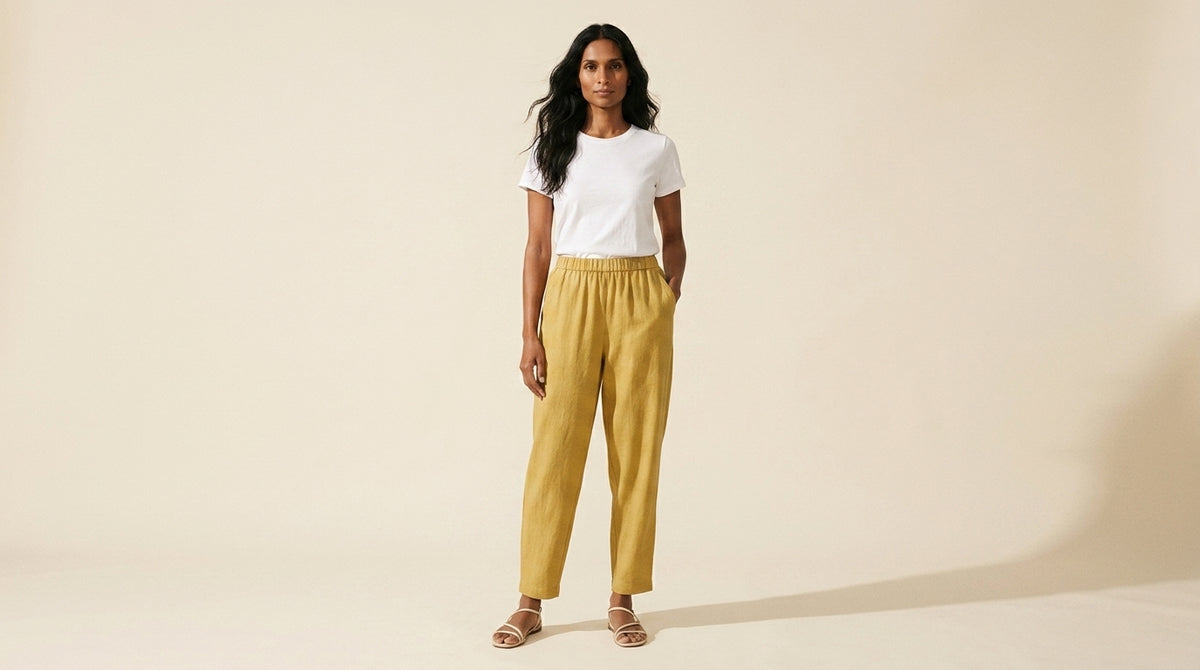 Women's Cotton Linen Harem Pants | Relaxed Fit & Breathable — Yellow