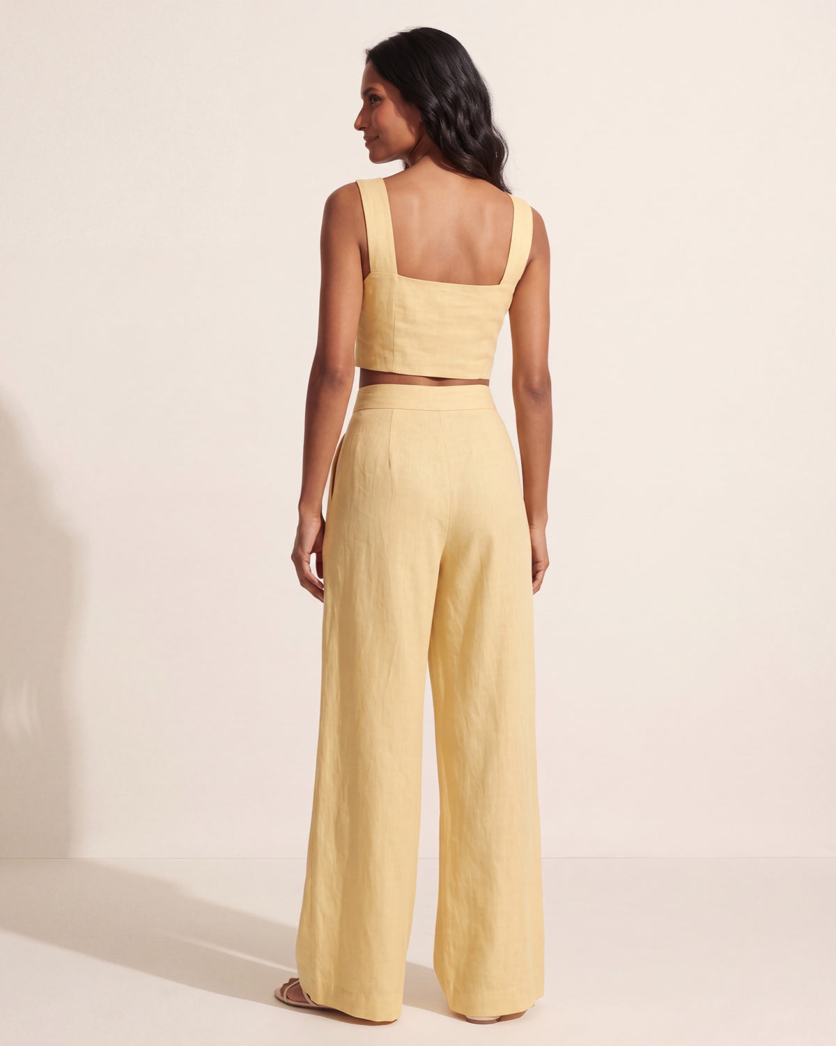 Women's Peachy Palazzo Pants Set - Wide Leg Two-Piece Outfit — Yellow