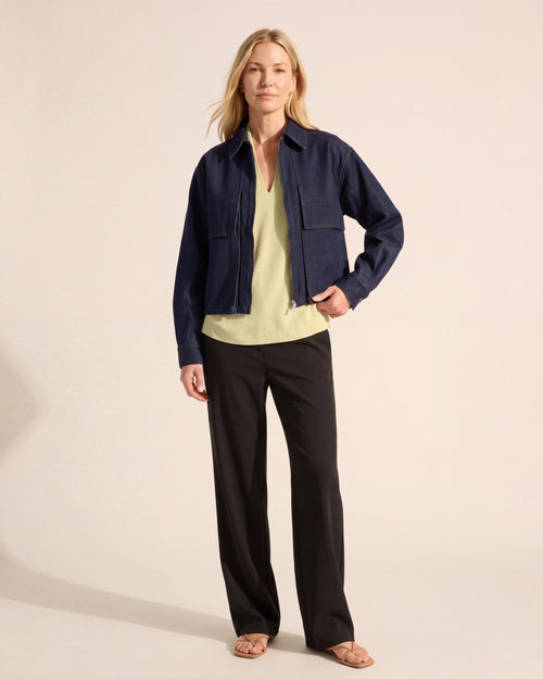 Cooper Denim Bomber Jacket – Modern Fit Cotton Outerwear — Blonde