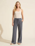 Graphite Soft Scuba Wide Leg Jogger Pants for Women — Blonde