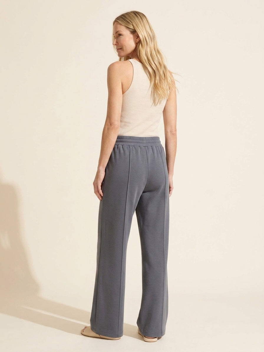 Graphite Soft Scuba Wide Leg Jogger Pants for Women — Blonde