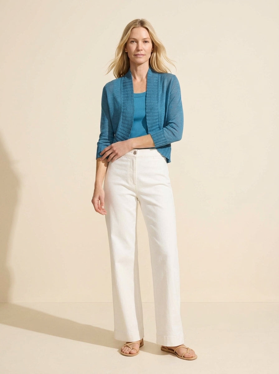 Lightweight Knit Bolero Cardigan - Soft & Breathable Layer — Blue Chill