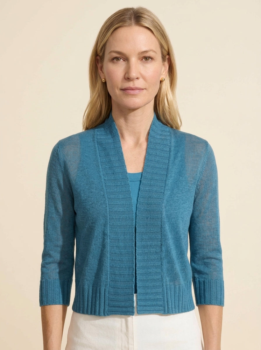 Lightweight Knit Bolero Cardigan - Soft & Breathable Layer — Blue Chill