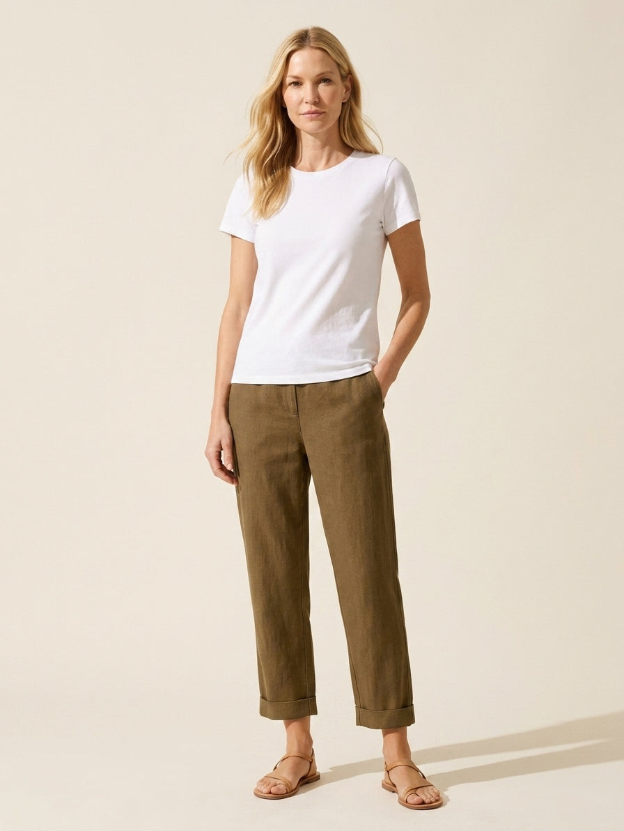 Women's Chic Everyday Trousers – Lightweight Straight Leg Pants — Coffee Brown
