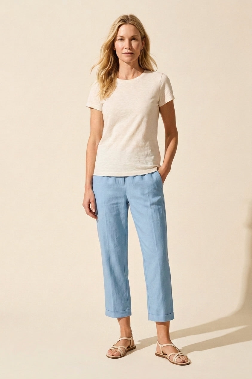Women's Chic Everyday Trousers – Lightweight Straight Leg Pants — Ivory White