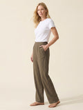 Wrinkle-Free Cotton Linen Straight Leg Pants | Mid-Rise Comfort — Jara
