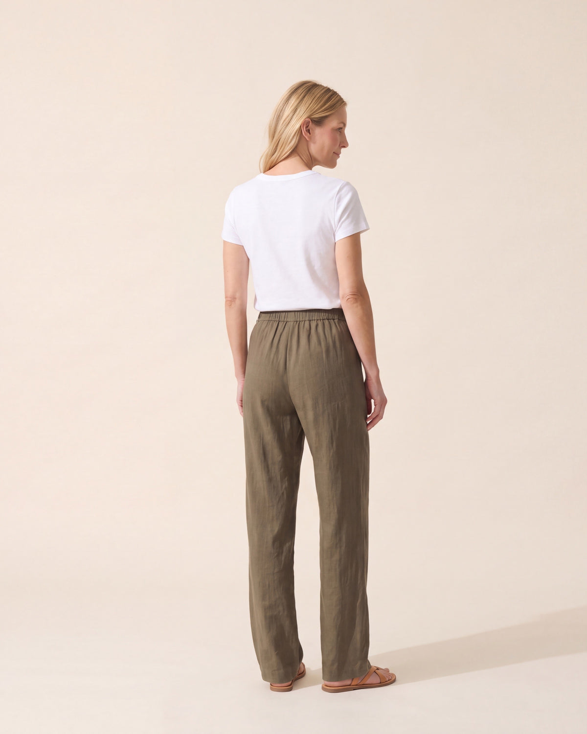 Wrinkle-Free Cotton Linen Straight Leg Pants | Mid-Rise Comfort — Jara