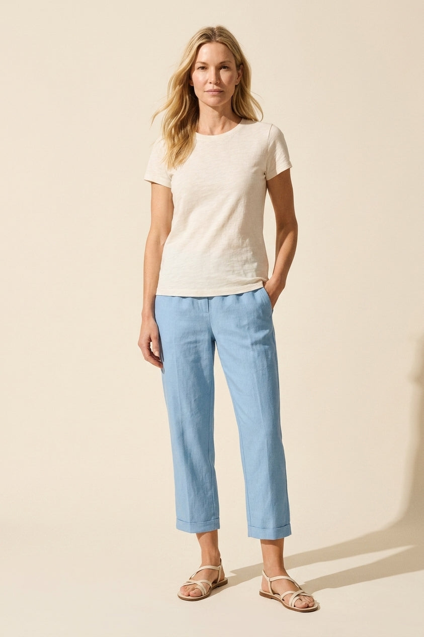 Women's Chic Everyday Trousers – Lightweight Straight Leg Pants — Mist Blue