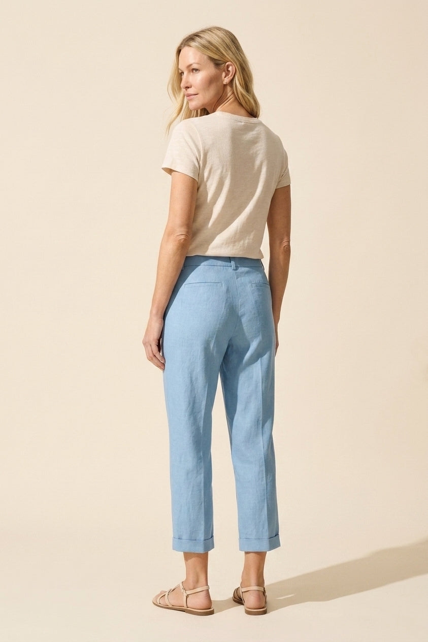 Women's Chic Everyday Trousers – Lightweight Straight Leg Pants — Mist Blue