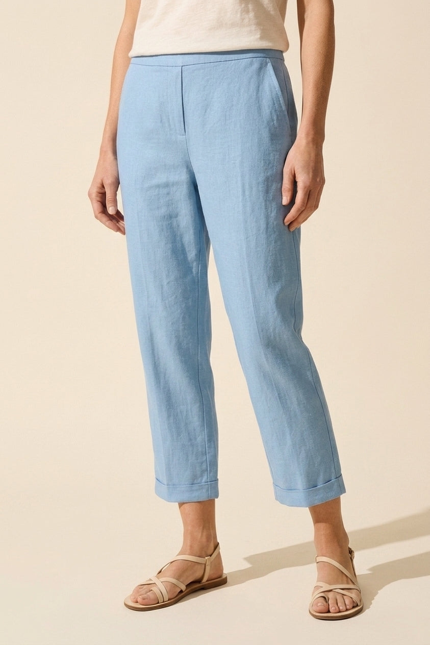 Women's Chic Everyday Trousers – Lightweight Straight Leg Pants — Mist Blue