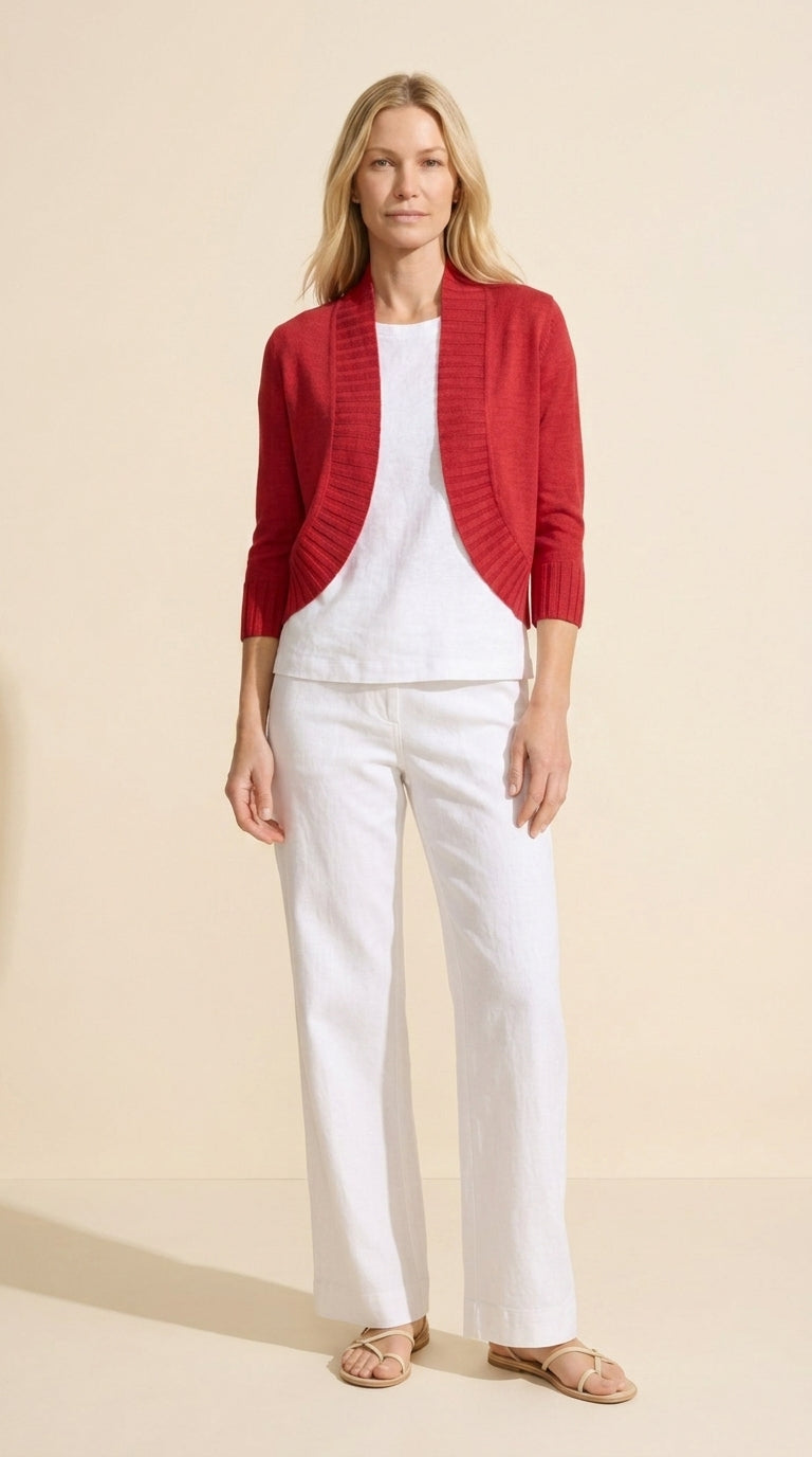 Lightweight Knit Bolero Cardigan - Soft & Breathable Layer — True Red