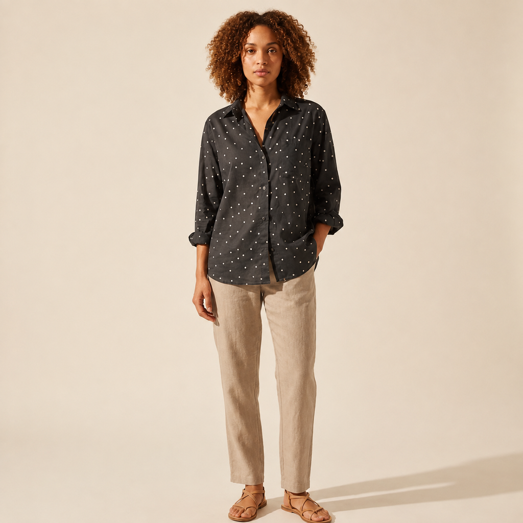 Women's Relaxed Voile Shirt | Lightweight & Breathable Top — Curly Hair