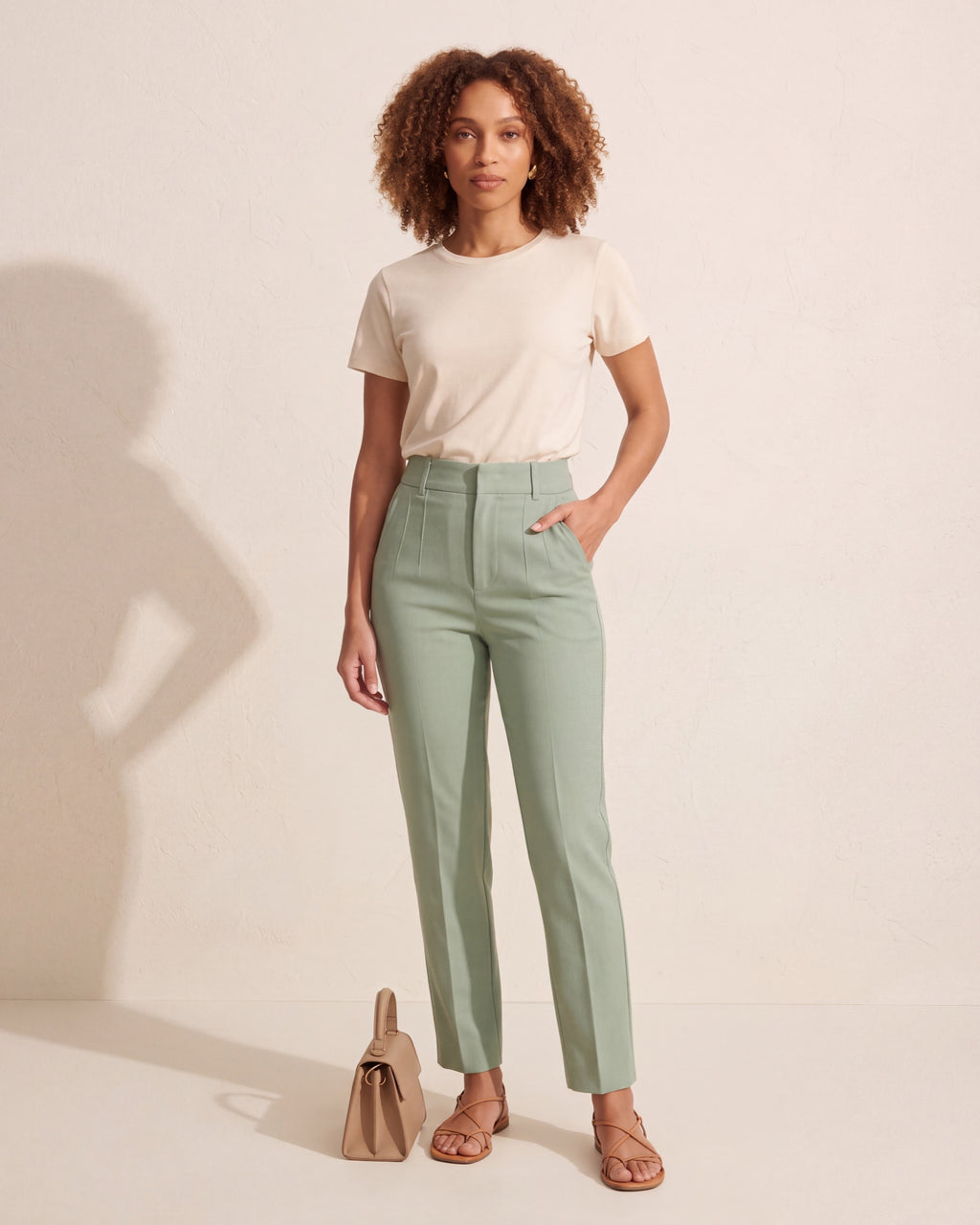 High Waist Tailored Trousers - Slim Fit Women's Dress Pants — Curly Hair