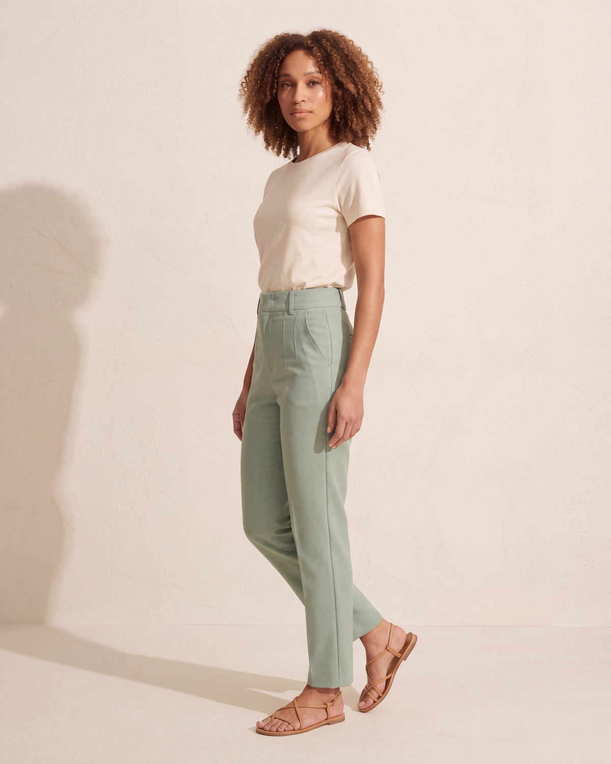 High Waist Tailored Trousers - Slim Fit Women's Dress Pants — Curly Hair