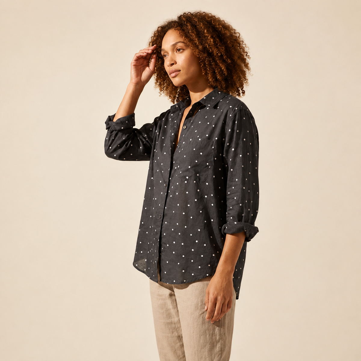 Women's Relaxed Voile Shirt | Lightweight & Breathable Top — Curly Hair