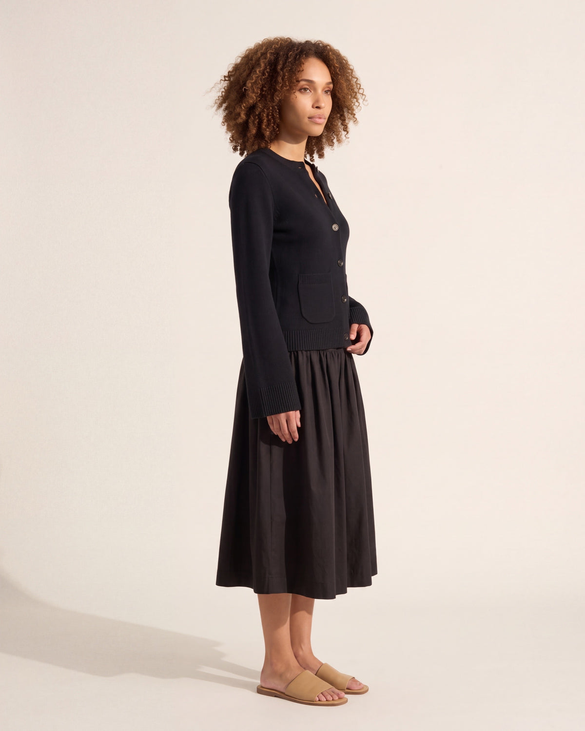 Organic Cotton Merino Wool Cardigan | Women's Knit Sweater — Curly Hair