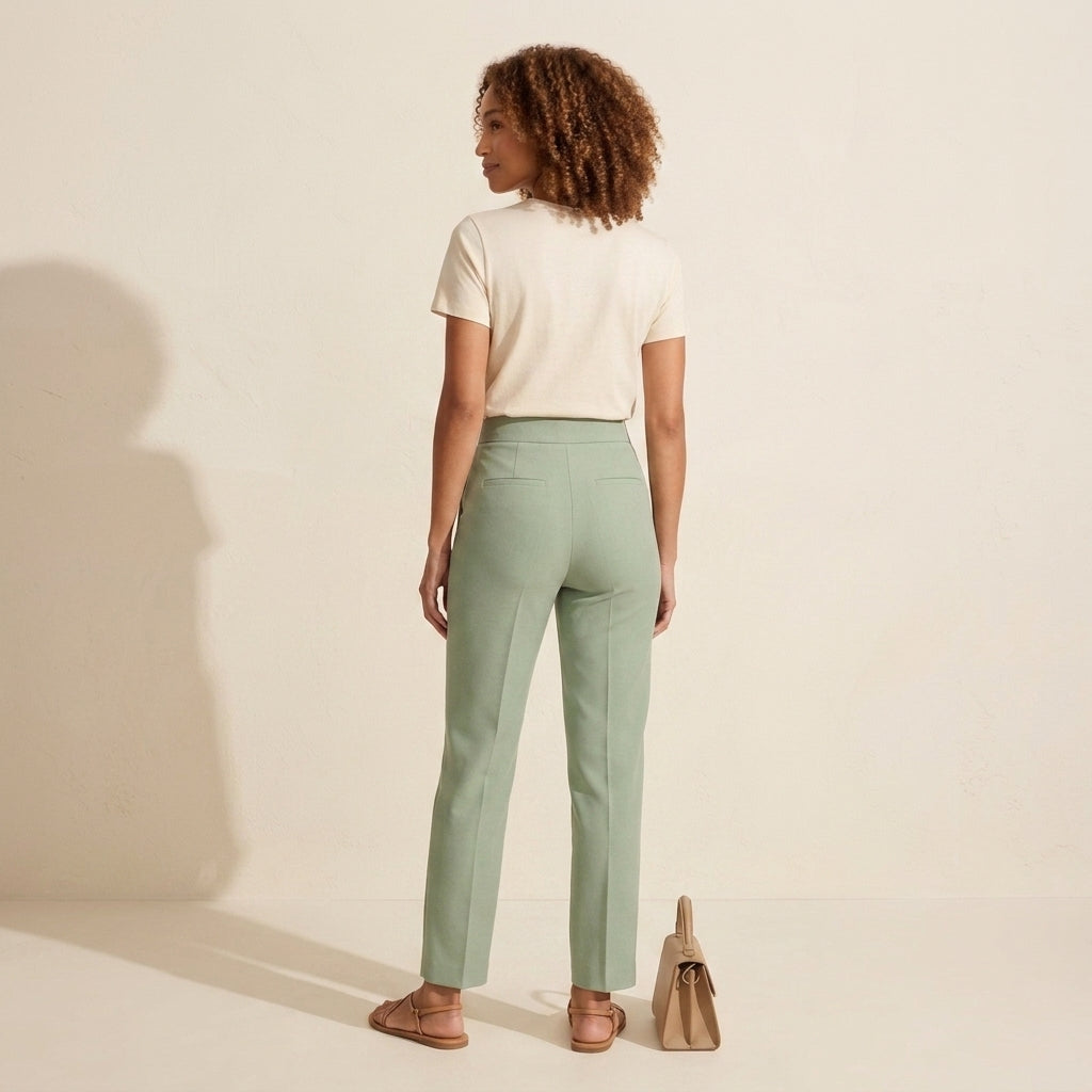 High Waist Tailored Trousers - Slim Fit Women's Dress Pants — Curly Hair