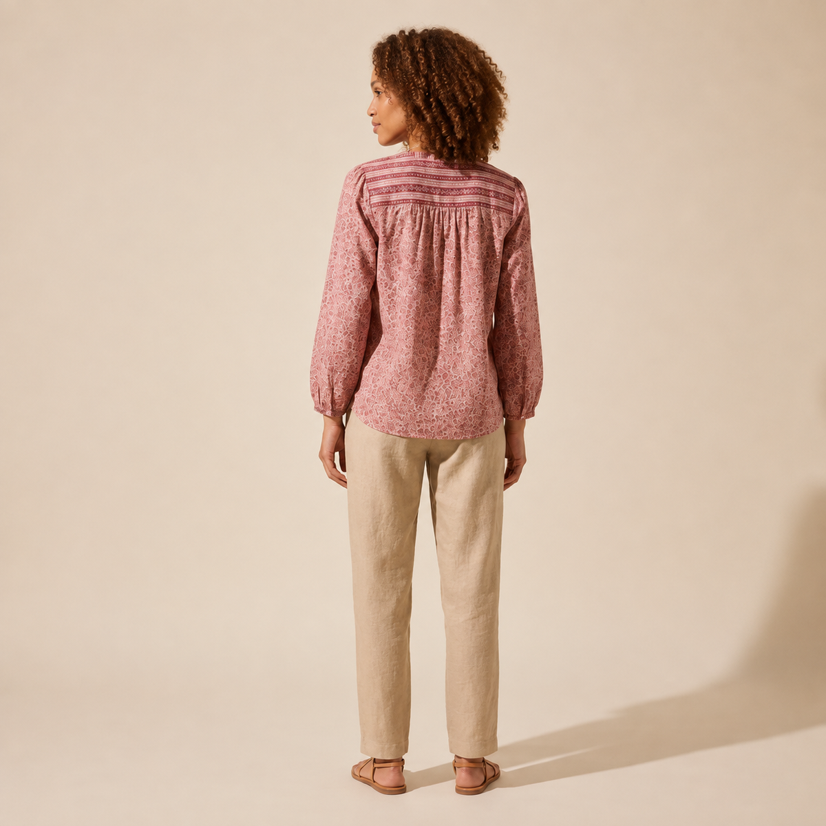 Vivian Button-Through Blouse | Chic Women's Relaxed Top — Curly Hair