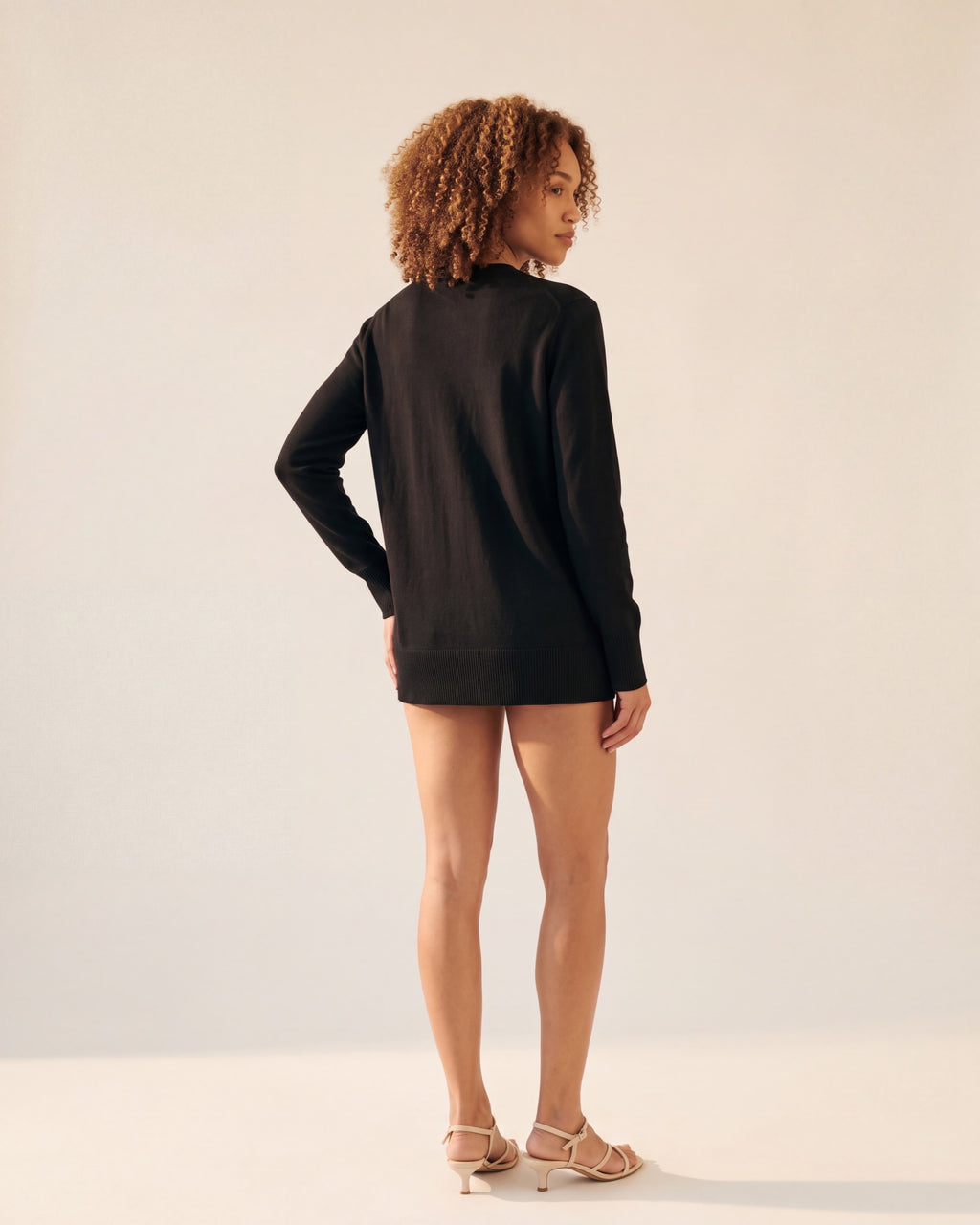 Organic Cotton Merino Wool Cardigan | Women's Knit Sweater — Curly Hair