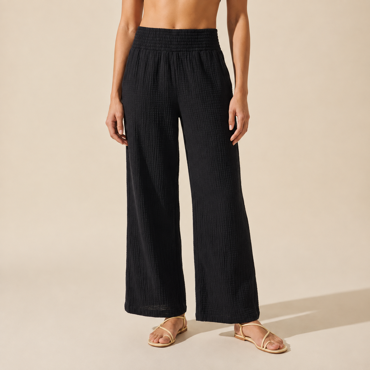 Isla Double Cloth Wide Leg Pants | Women's Relaxed Fit — Curly Hair