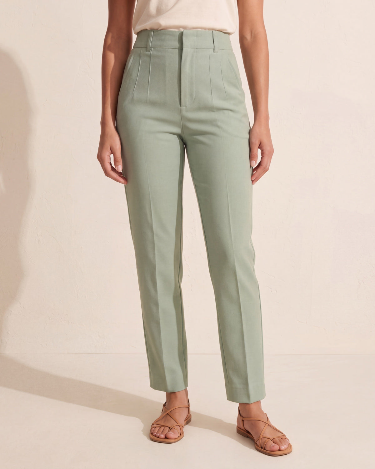 High Waist Tailored Trousers - Slim Fit Women's Dress Pants — Curly Hair