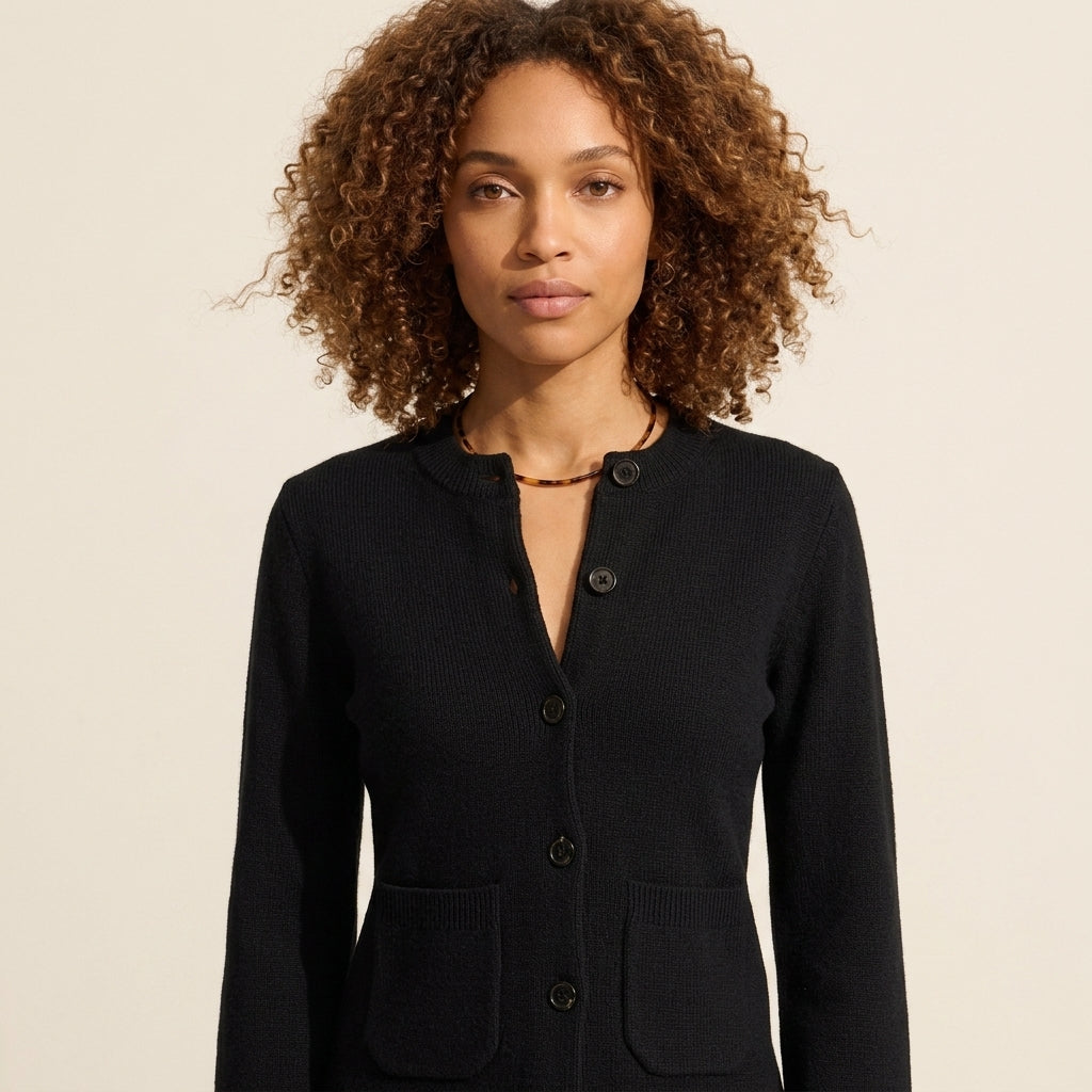 Organic Cotton Merino Wool Cardigan | Women's Knit Sweater — Curly Hair