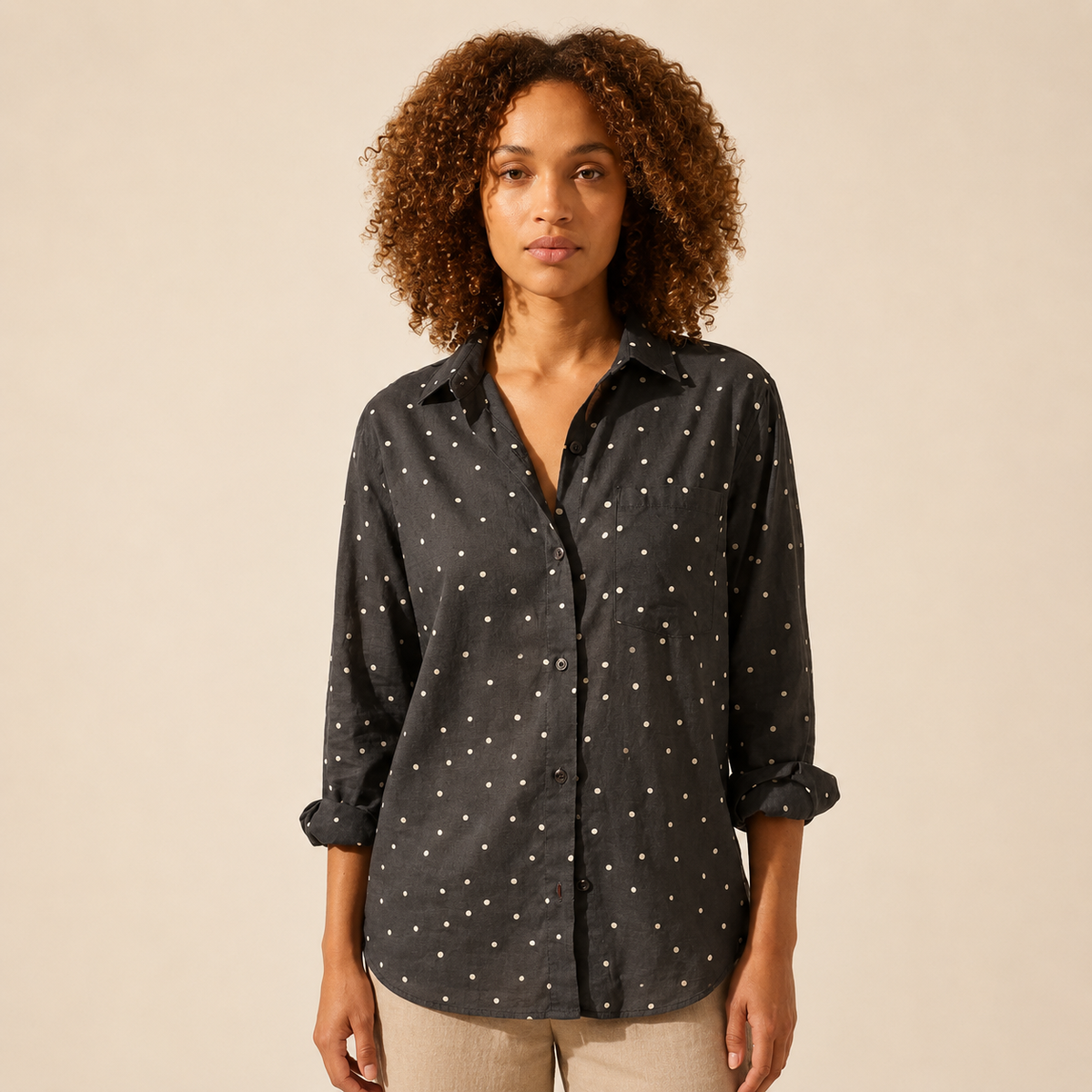Women's Relaxed Voile Shirt | Lightweight & Breathable Top — Curly Hair