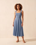Little Black Bra Midi Dress with Pockets - Versatile Style — Arctic Mist Blue