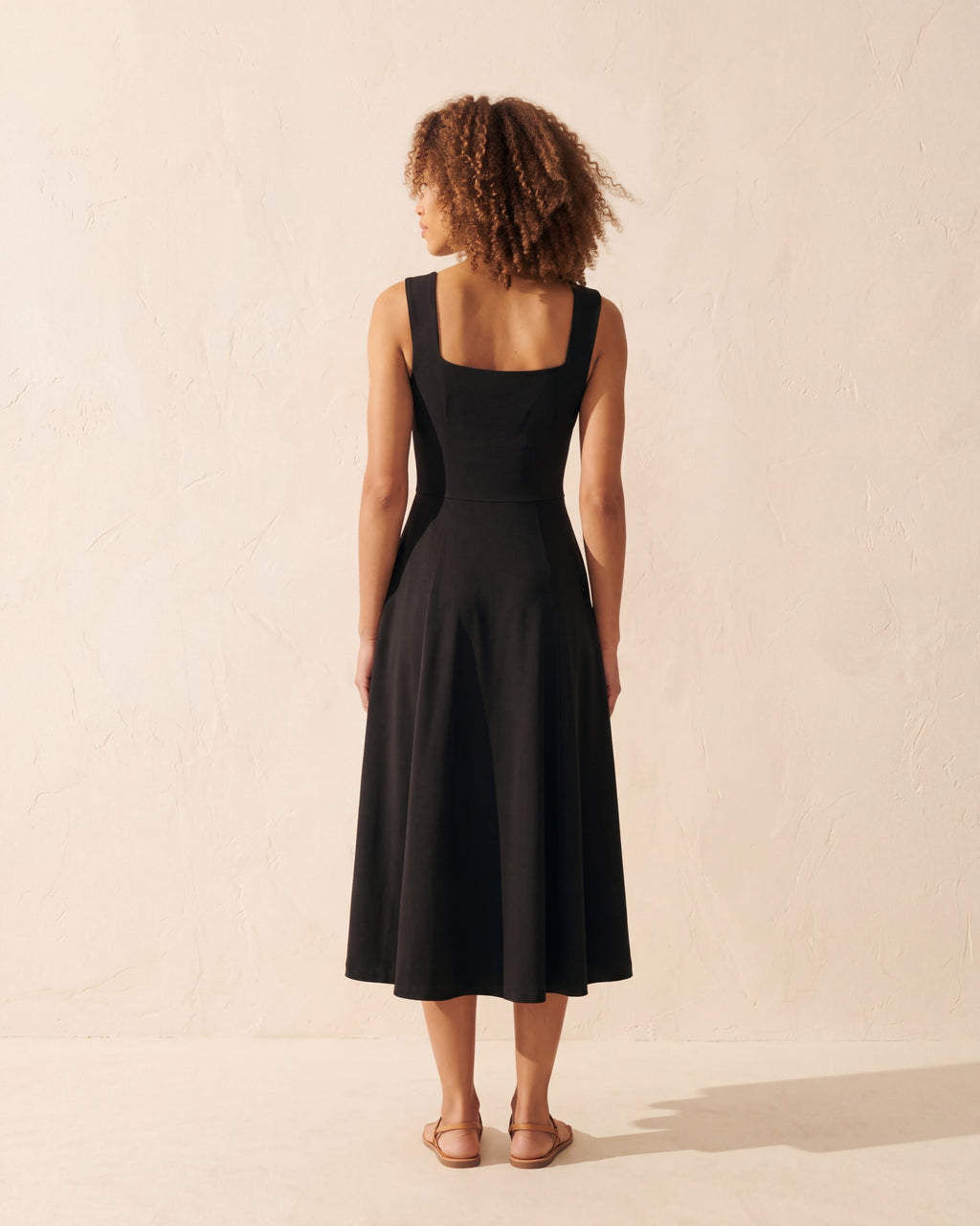 Little Black Bra Midi Dress with Pockets - Versatile Style — Black